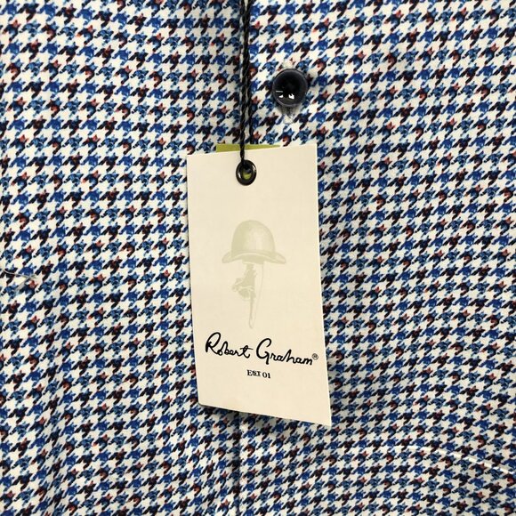 NWT Robert Graham Houndstooth Geometric Long Sleeve Button Down Shirt Mens 4XL - Picture 4 of 10